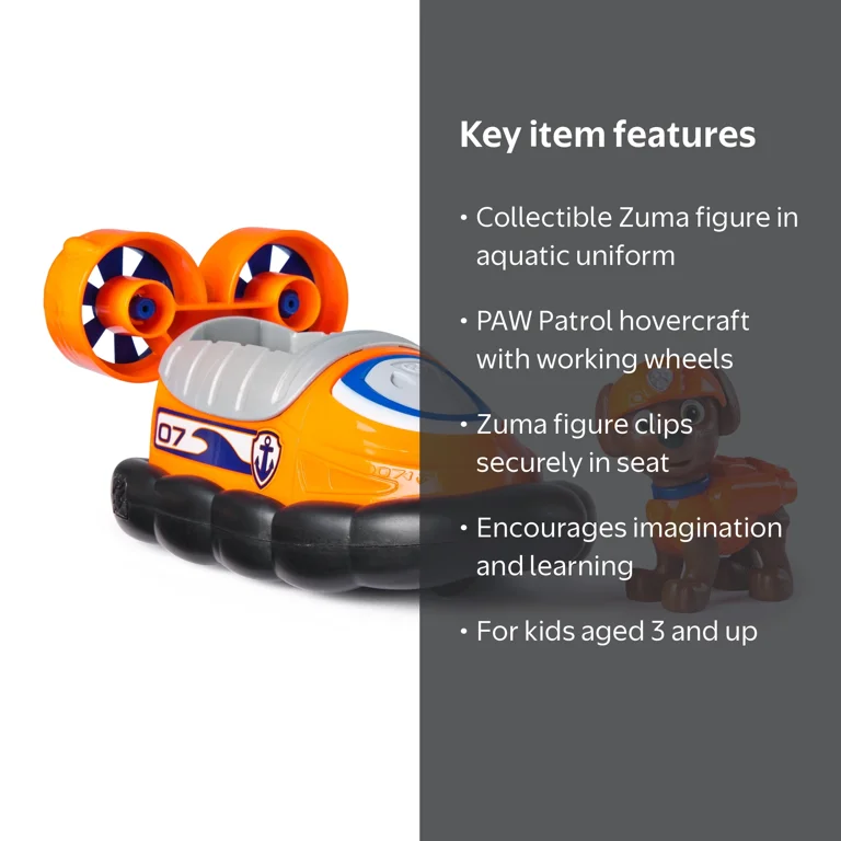 PAW Patrol Hovercraft Vehicle with Collectible Zuma Figure