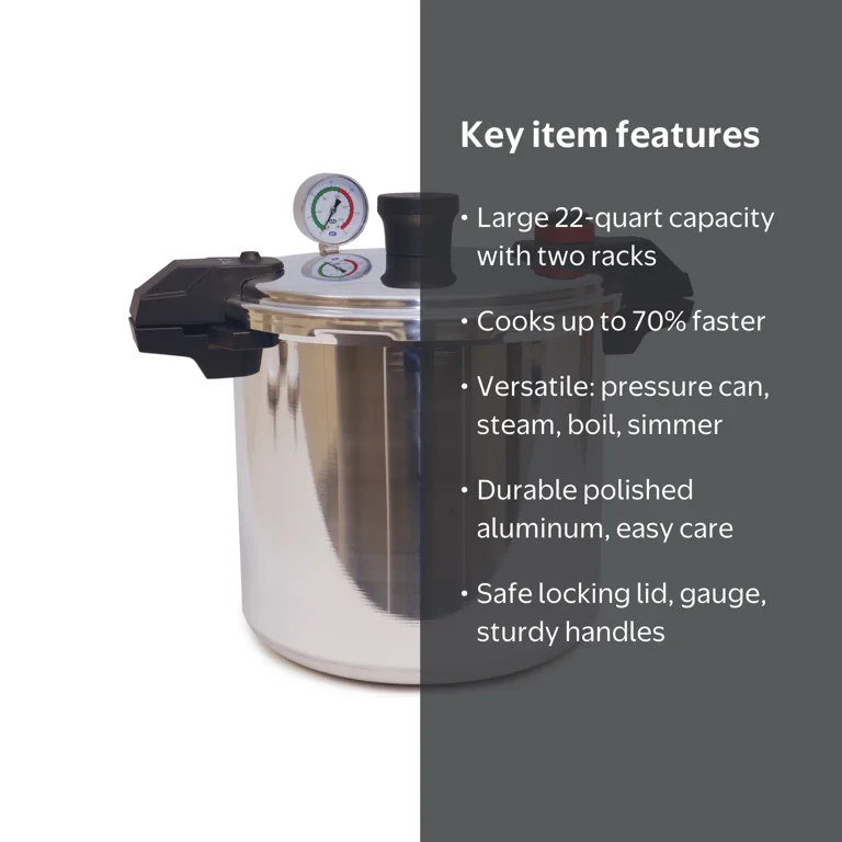 T-fal, Polished Aluminum Canner & Pressure Cooker, 22 Qt, Silver