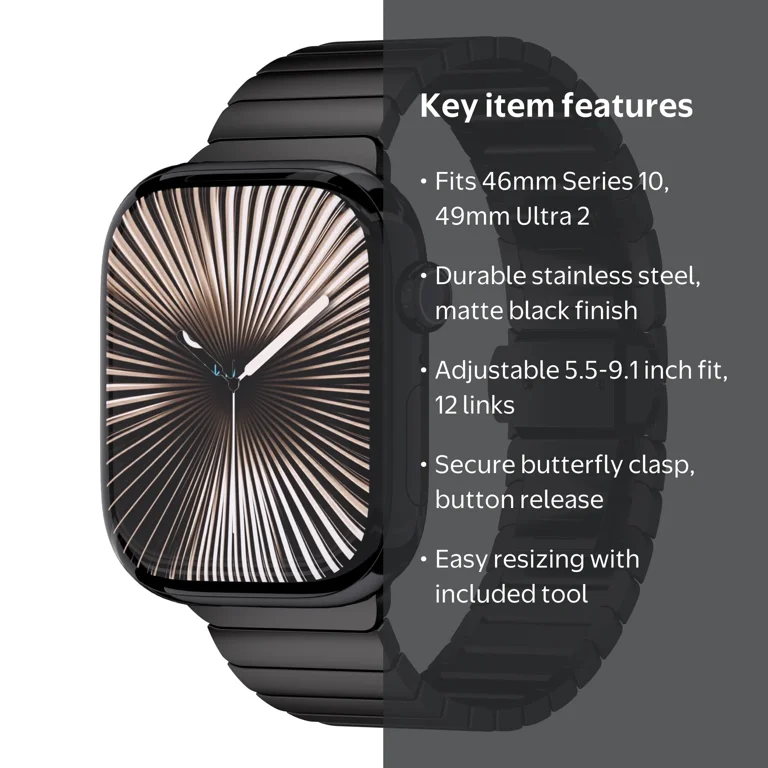 Apple Watch - Apple Watch ブラックリンクブレスレット Black Link Bracelet Compatible with Apple Watch Series 11 Jet