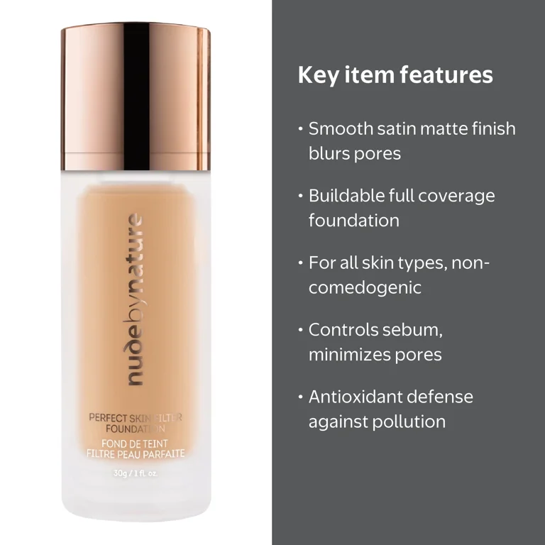 Nude by Nature Perfect Skin Filter Foundation, W6 Natural Beige