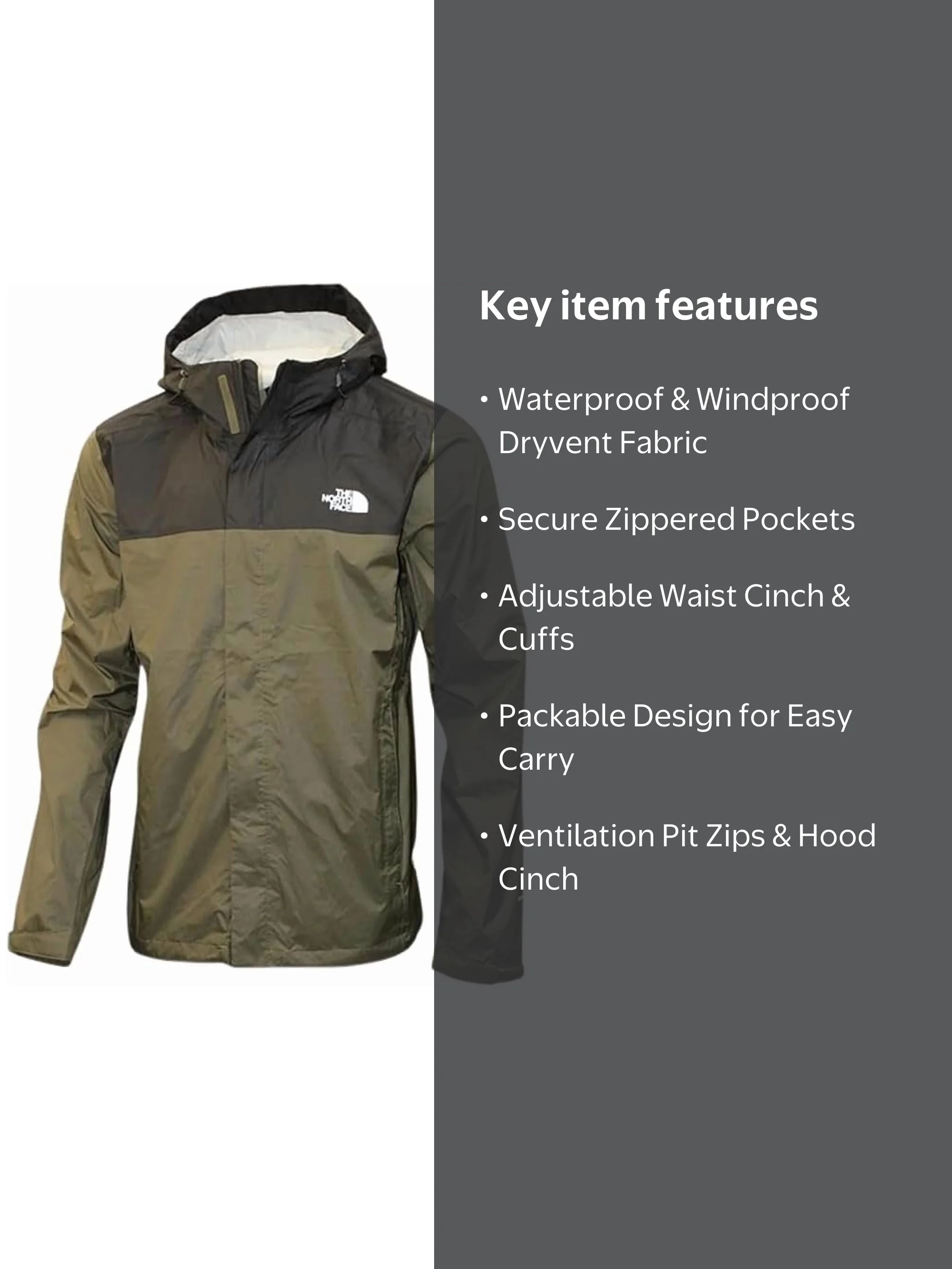 The North Face Venture 2 Jacket Men's Green Dryvent Waterproof