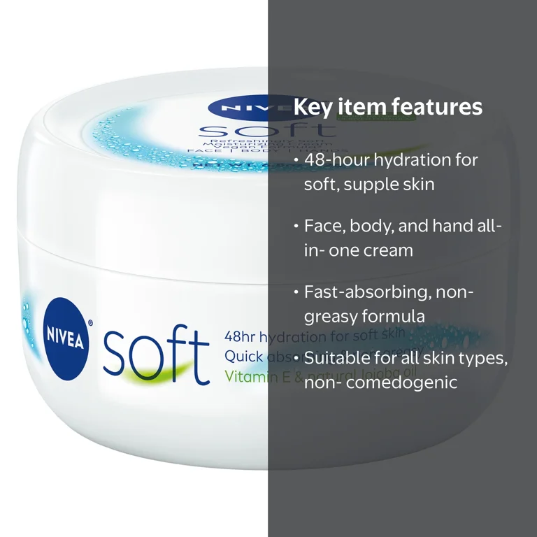 NIVEA Soft Refreshing Moisturizing Cream, 6.8 oz, All-in-One