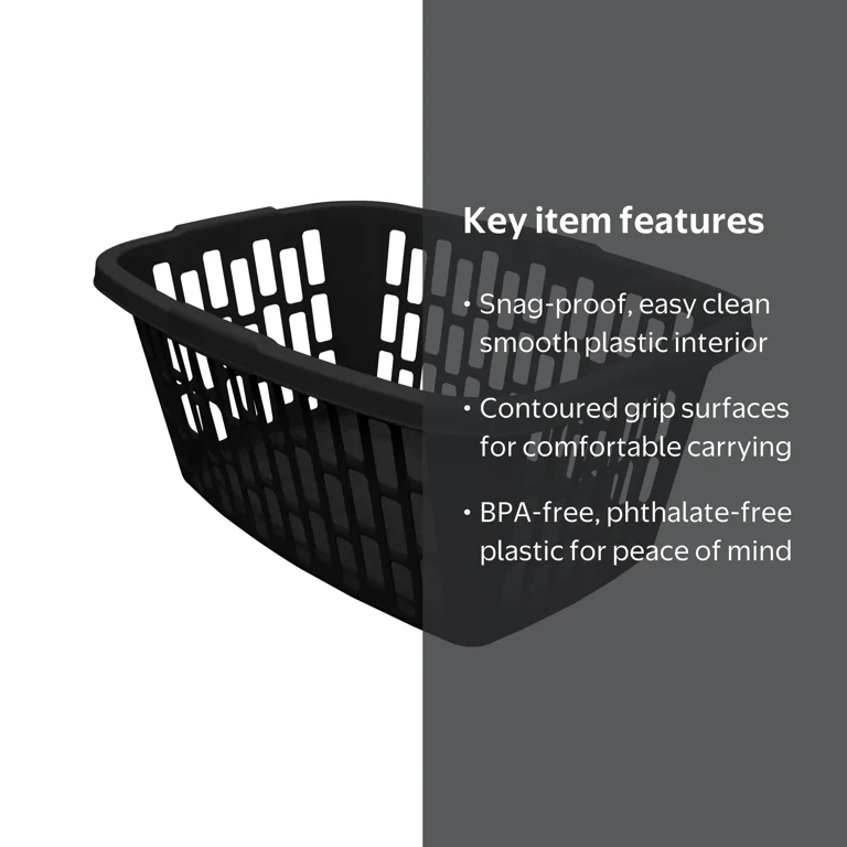 ●BLACK BALLED Mainstays 1.5 Bushel Rectangular Laundry Basket, Black - Walmart.com