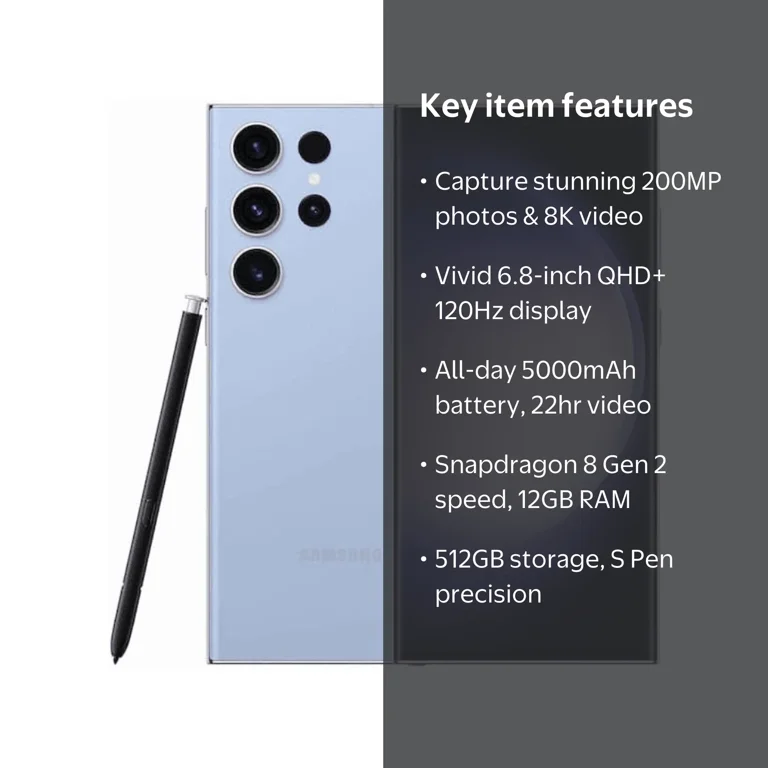 New Samsung Galaxy S23 Ultra Unlocked 512GB Sky Blue - Walmart.com