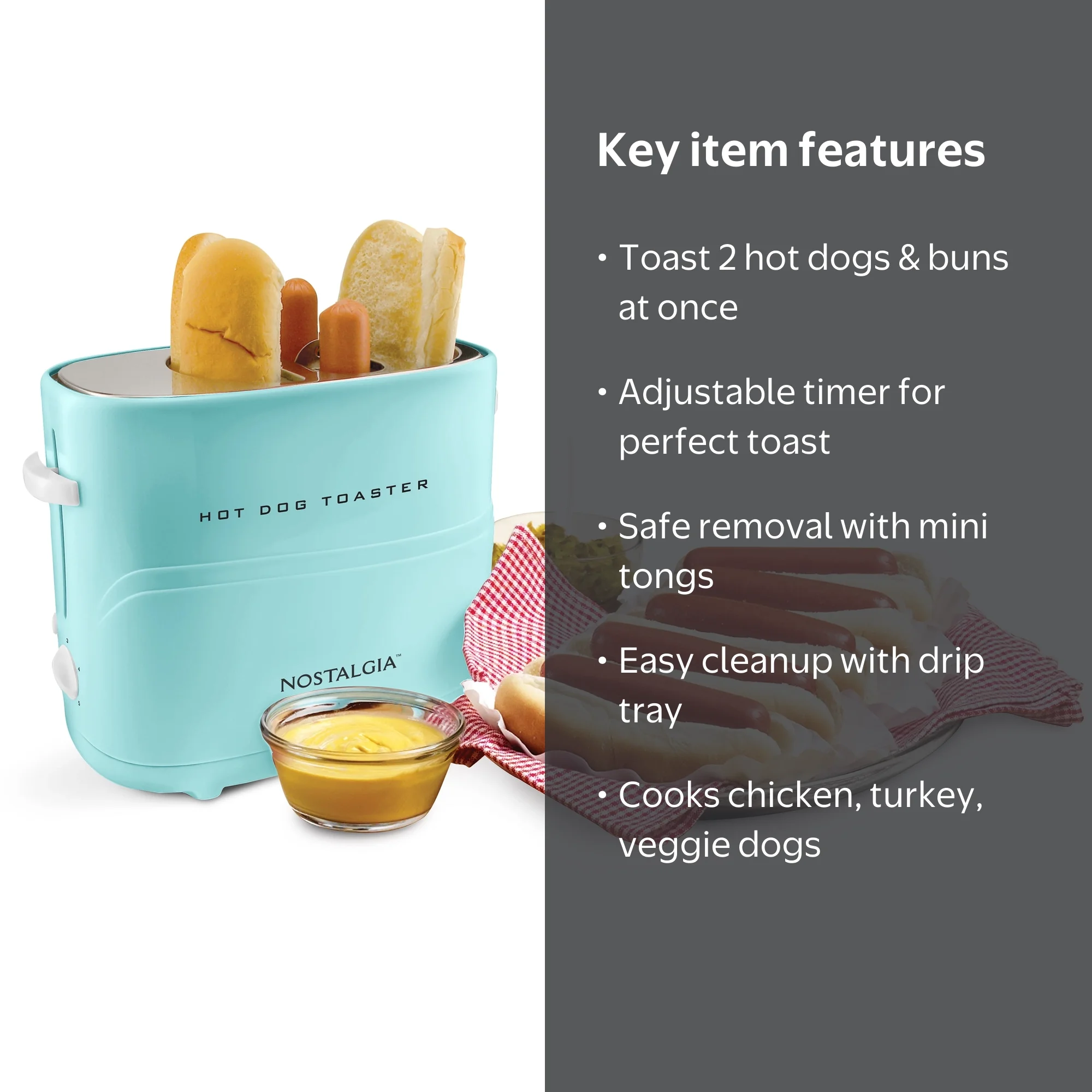 Nostalgia HDT600 Hot Dog Toaster, Aqua - Walmart.com