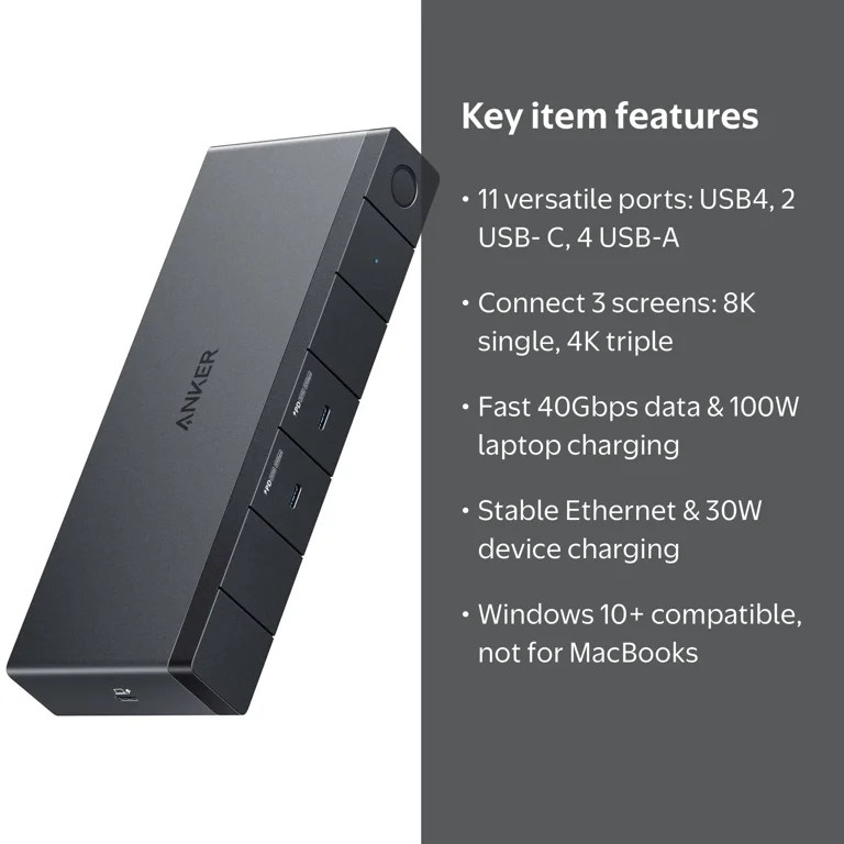 Anker 568 USB-C Docking Station (11-in-1, USB4), Up to 100W