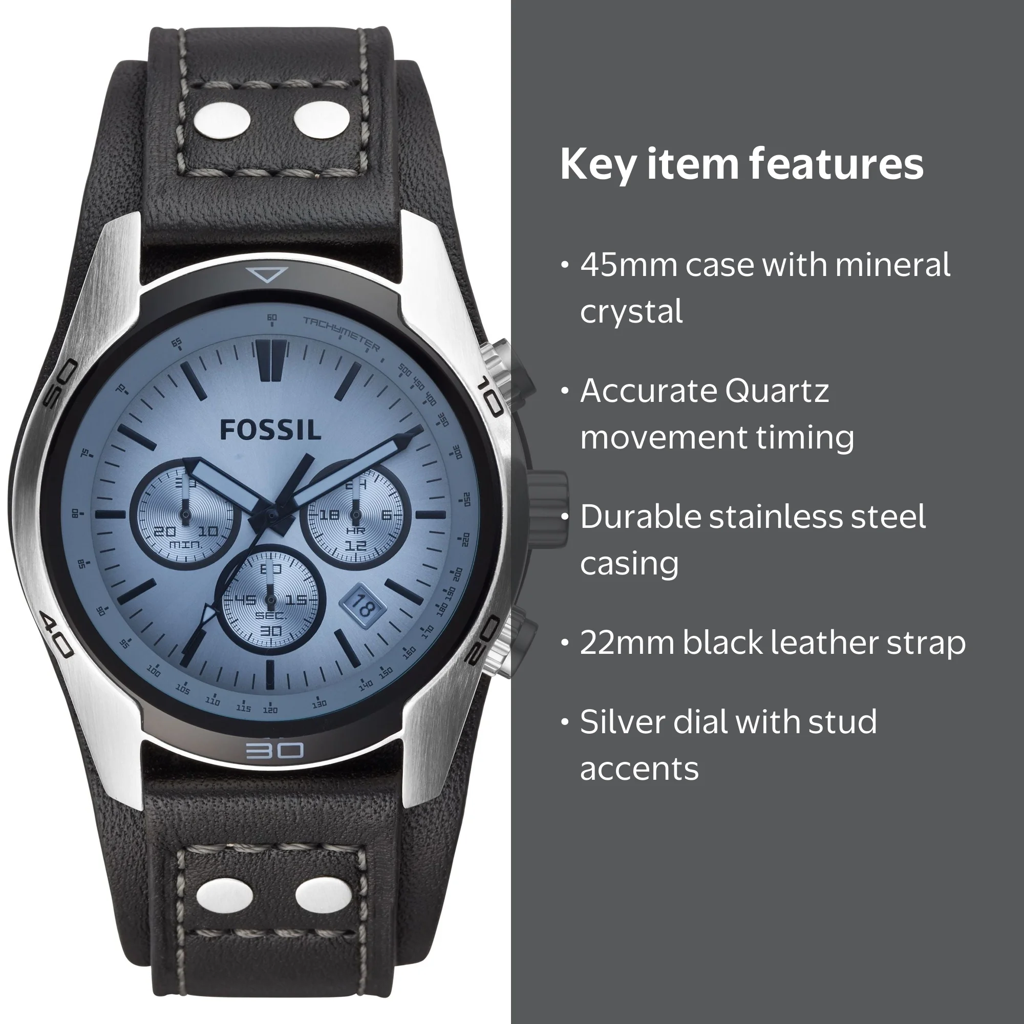 Fossil Men's Coachman Chronograph, Stainless Steel Watch, CH2564