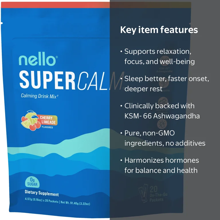 Nello Supercalm Drink Mix - Ashwagandha KSM 66, Magnesium