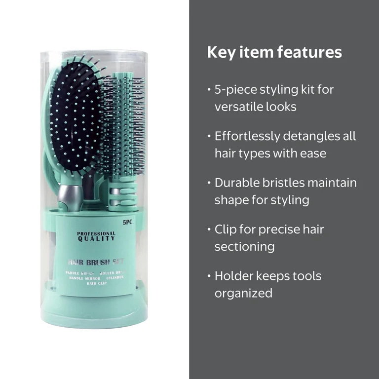 5-Piece Hair Brush Set, Adults and Teens, Tiffany Blue - Walmart.com