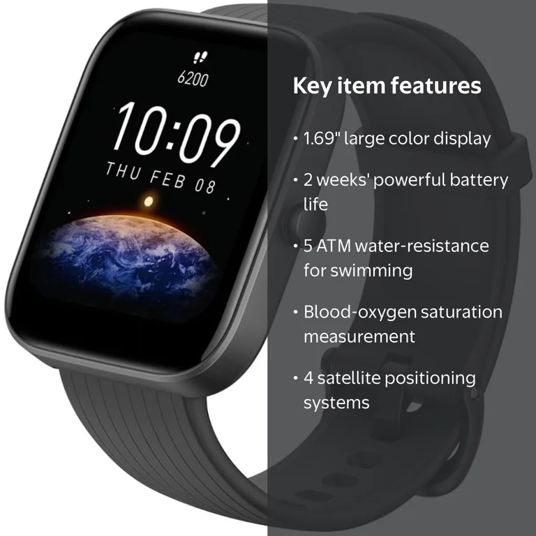 AMAZFIT AMAZFIT BIP 3 PRO ブラック Amazfit Bip 3 Pro Smart Watch, 1.69
