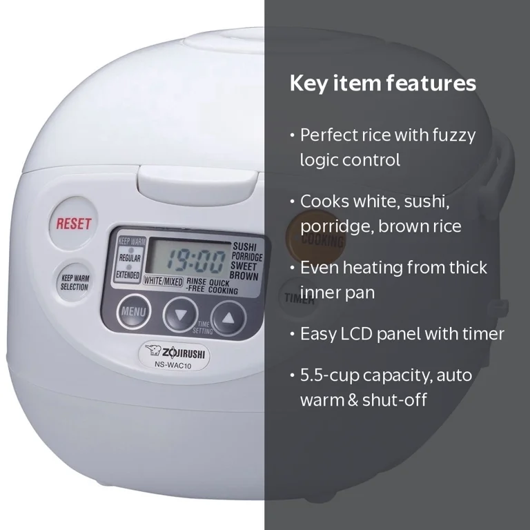 Zojirushi, Fuzzy Logic 5.5-Cup Rice Cooker and Warmer, White