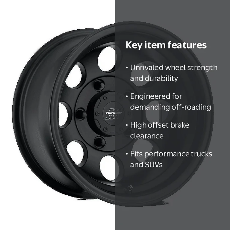 Pro Comp Road Rims Truck, PXA69 15X8 5X4.5 F-BLK -19MM - PXA7069