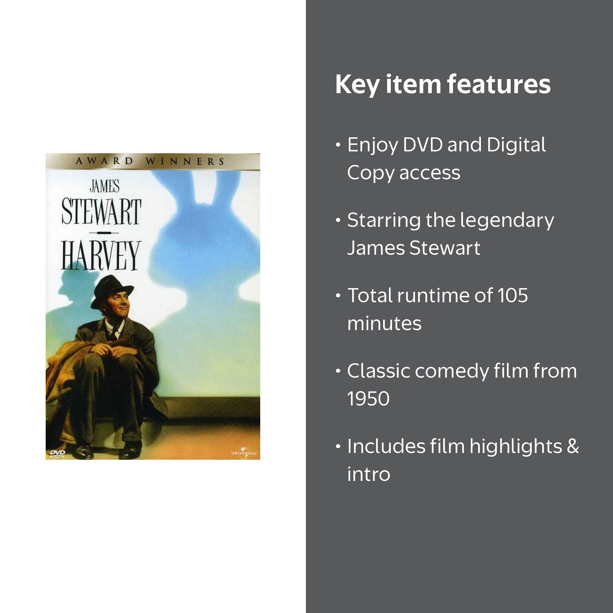 Harvey DVD + Digital Copy, 1950 Comedy, Universal Studios, 105 min