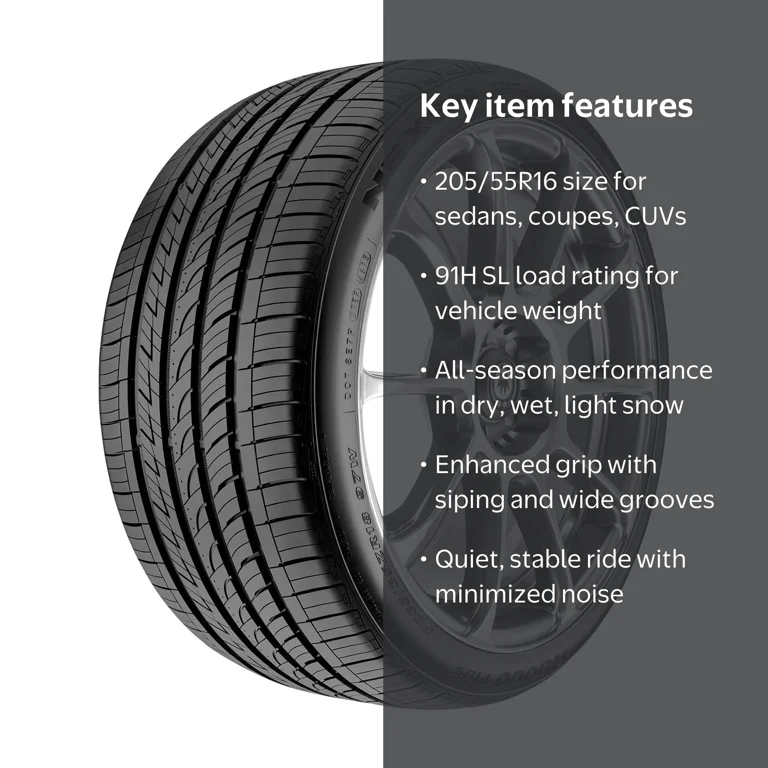 Nexen N5000 Plus All-Season 205/55R16 91H Tire, 60,000 Mile