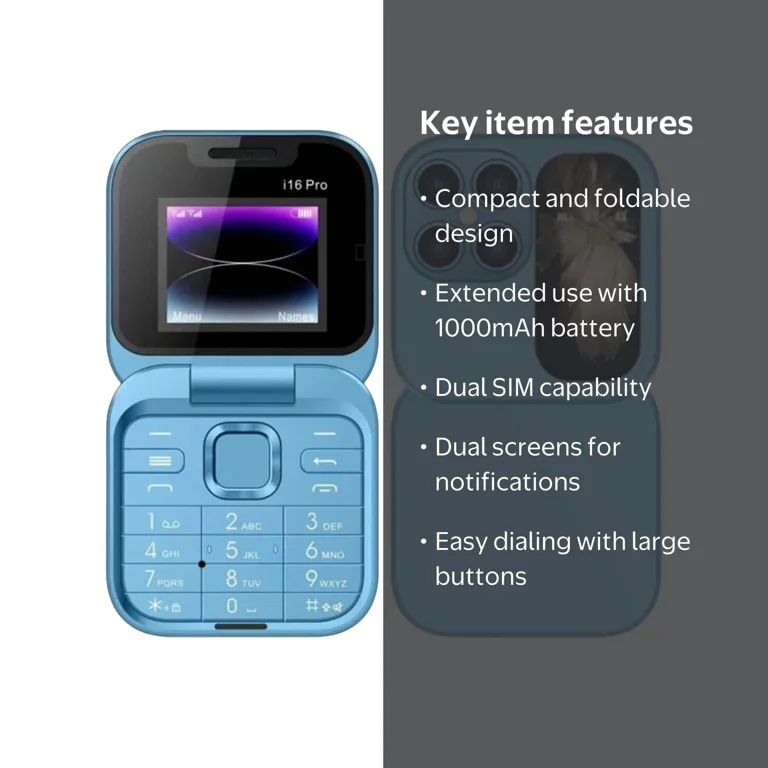 XIAOLE I17 Pro Mini Flip Mobile Phone, Foldable Cell Phone With Fm