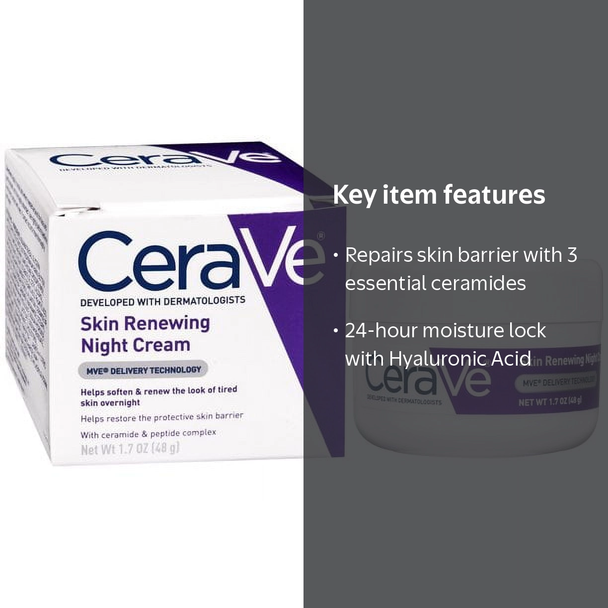 CeraVe Nighttime Moisture Renewal Face Moisturizer, 1.7 oz