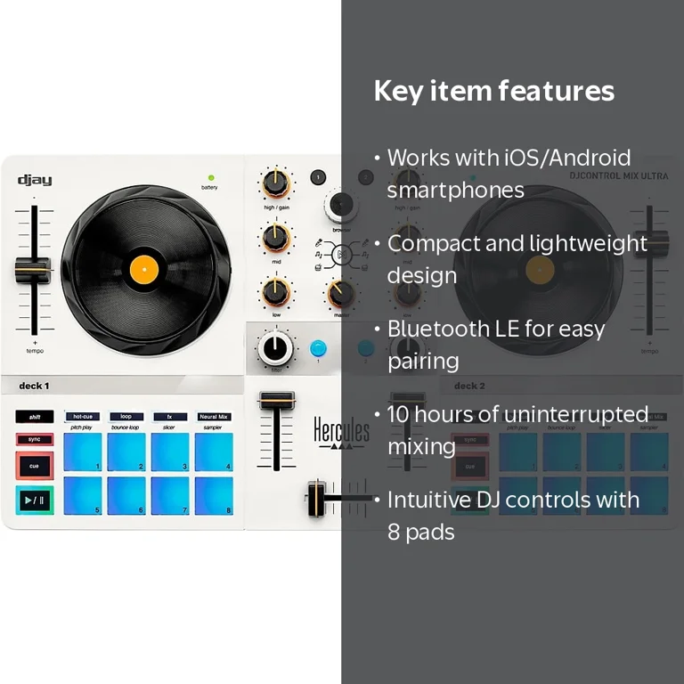 Hercules, DJControl Mix Ultra, Portable Bluetooth DJ Controller