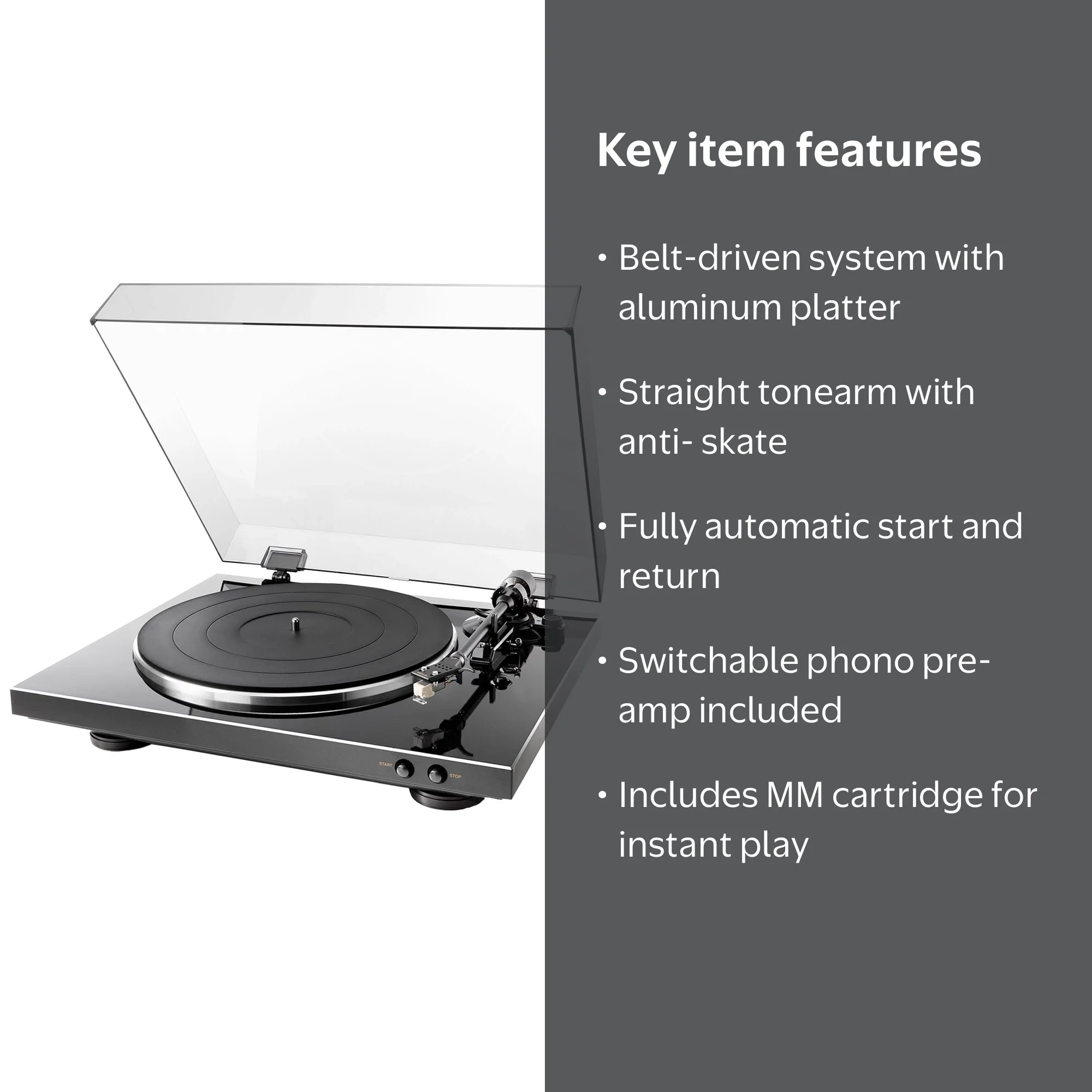 Denon, Fully Automatic Analog Turntable, DP-300F, MM Cartridge