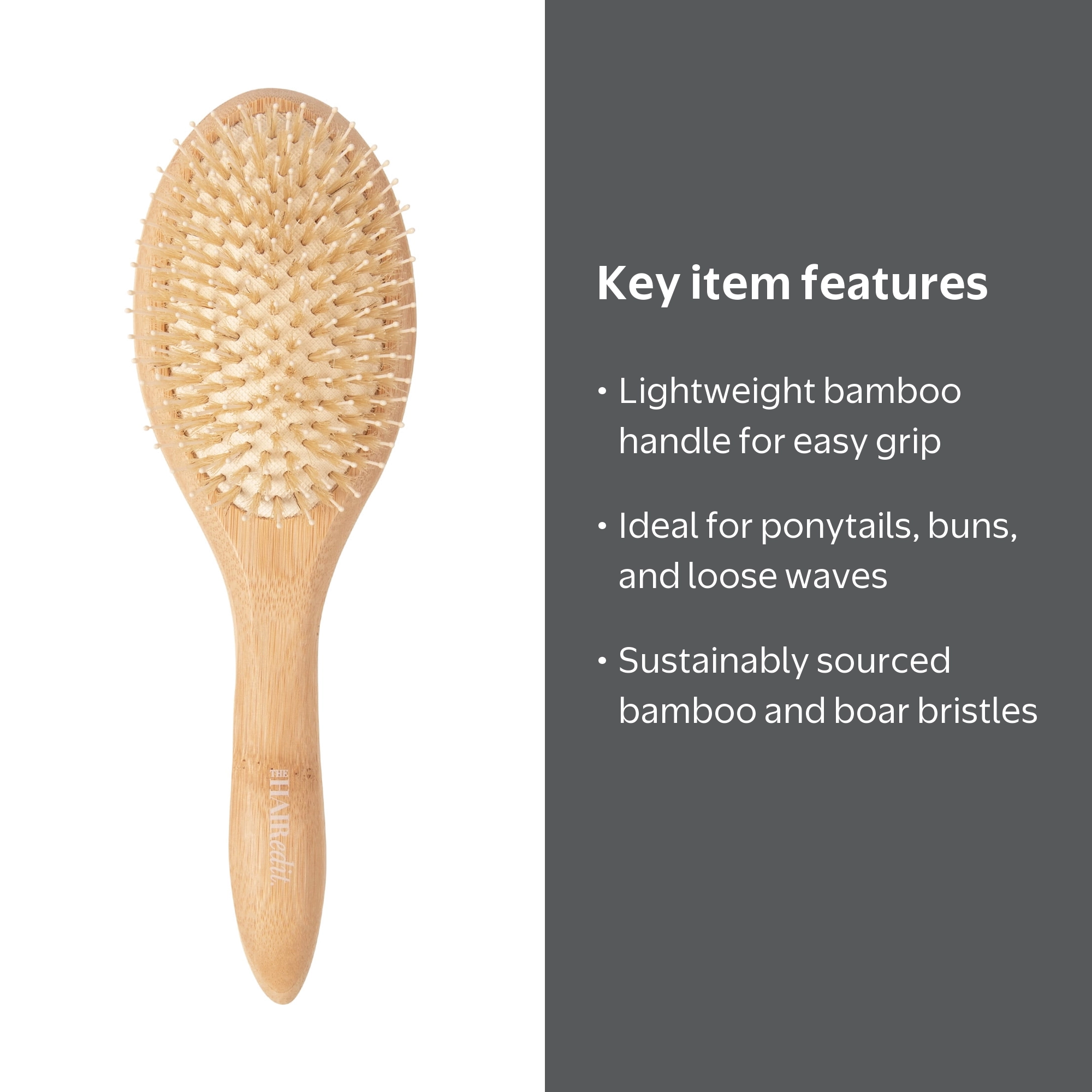 The Hair Edit Glossifier Boar Bristle Bamboo Hair Brush - Walmart.com