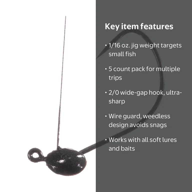 Arkie Lures Wack-Em Wacky Jig Head 1/16 oz 5 Count Wide Gap Hook