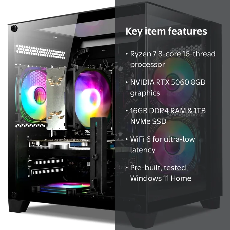 WIWB, Gaming PC Desktop, Ryzen 7 5700X, RTX 5060 8GB, 16GB DDR4