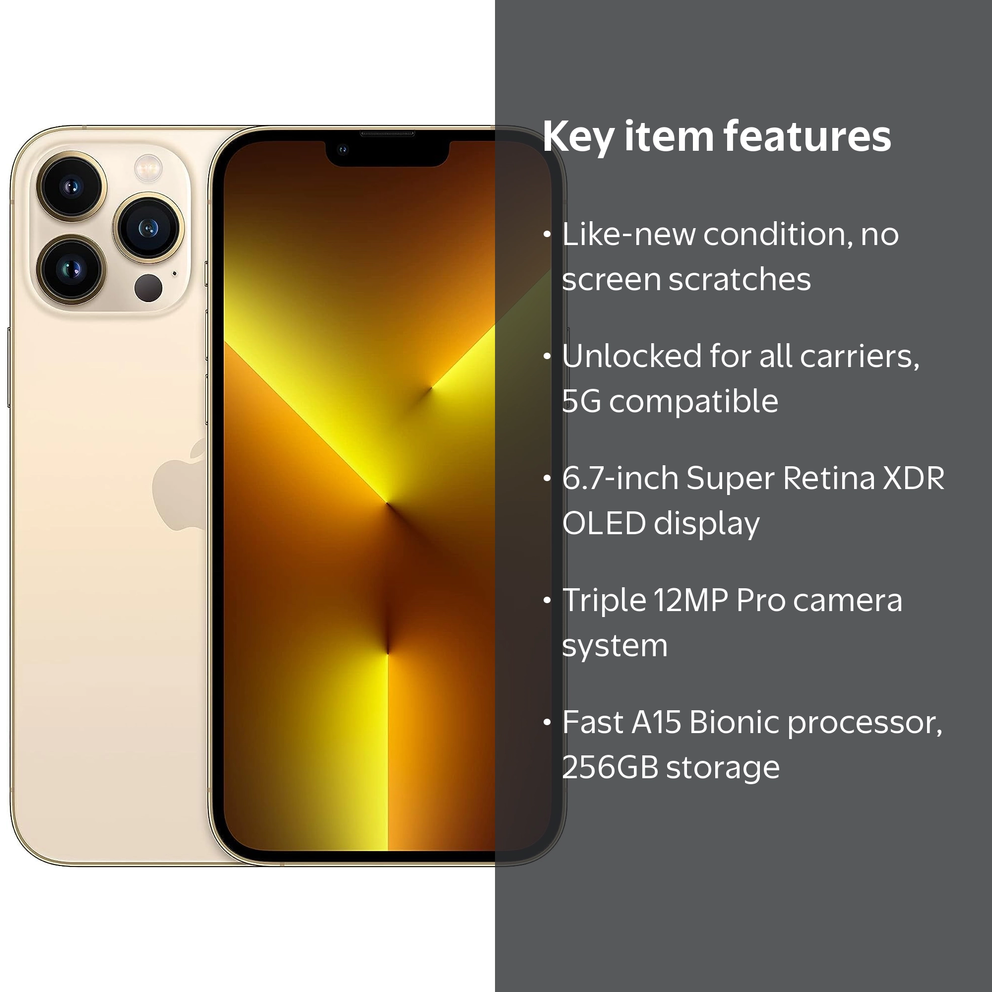 Apple, iPhone 13 Pro Max, 256GB Fully Unlocked, Gold - Walmart.com