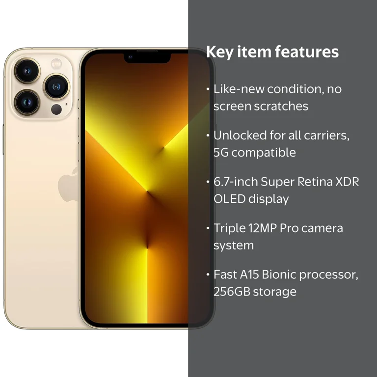 Apple, iPhone 13 Pro Max, 256GB Fully Unlocked, Gold - Walmart.com