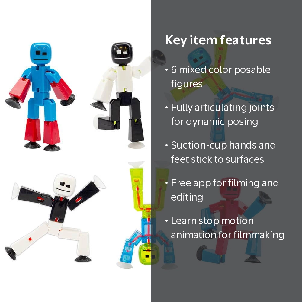 Zing Stikbot Studio Animation 6 Mixed Color Pack with Eco Friendly