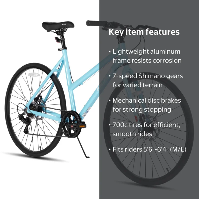 HILAND Unisex Commuter Road Bike 7-Speed Shimano, Mechanical Disc