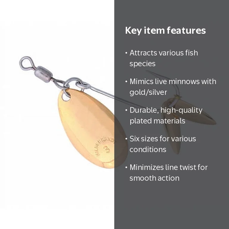 Hildebrandt Flicker Spinner 24k Gold Fishing Lures for All Fish, 2