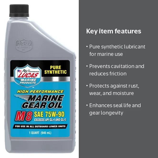 Lucas Oil, Marine Gear Oil, SAE 75W-90, 1 Quart, Synthetic