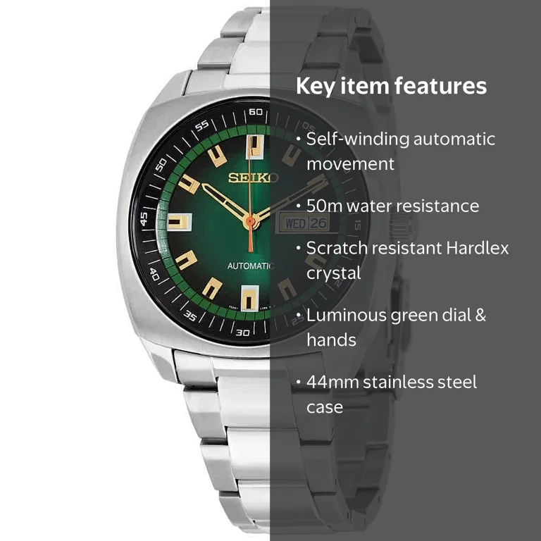 セイコー　リクラフト　SNKM97 Seiko, Men‚Äôs Automatic Watch, SNKM97, Green Dial Stainless Steel