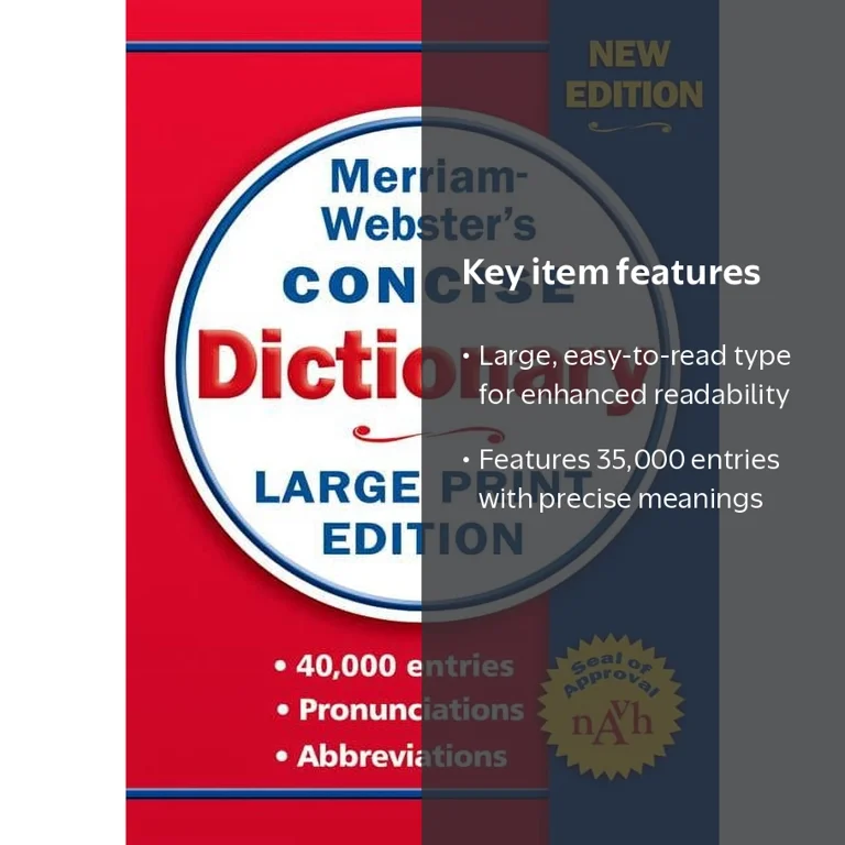 Merriam-Webster, Concise Dictionary, Large Print Edition, 768