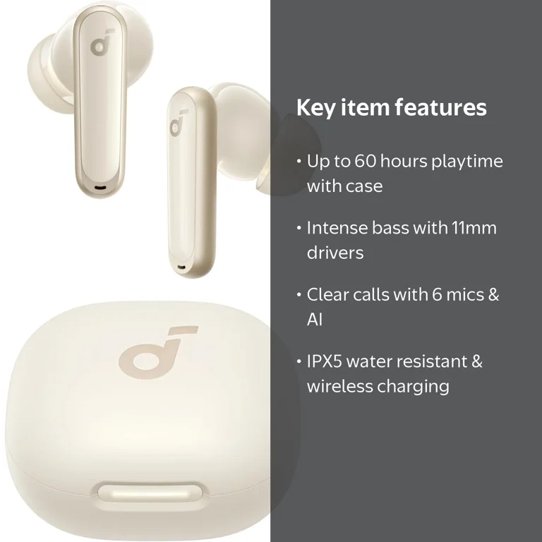 Soundcore, Noise Cancelling Wireless Earbuds, 60H Playtime, White