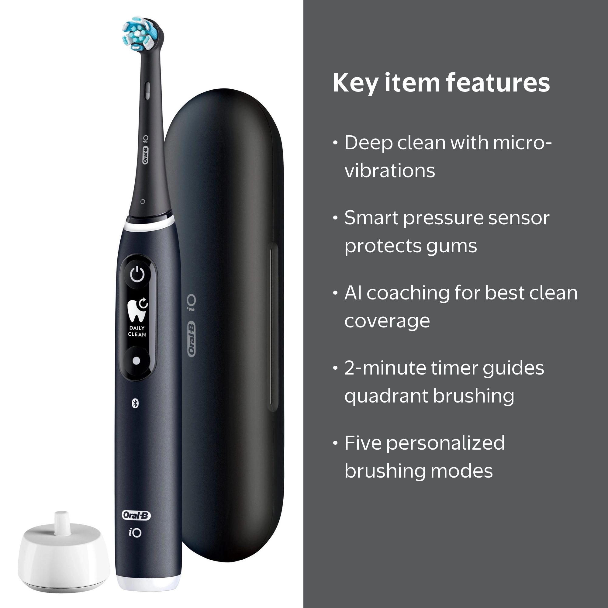 Oral-B iO Series 6 Electronic Powered Toothbrush, Black Lava, with