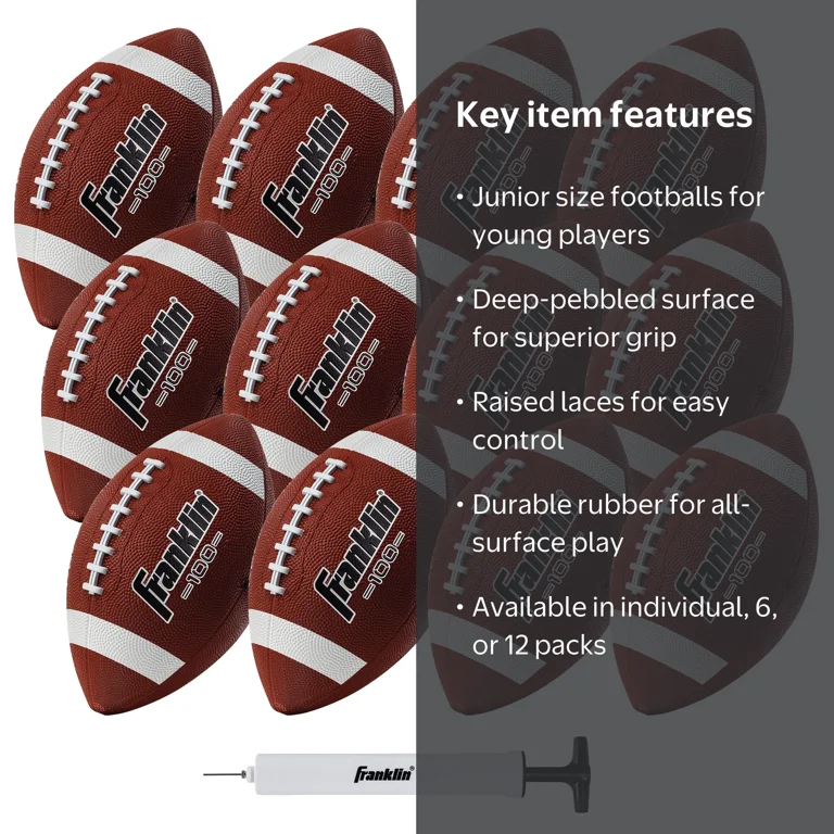 Franklin Sports Junior Footballs - Grip-Rite 100 - Kids Junior