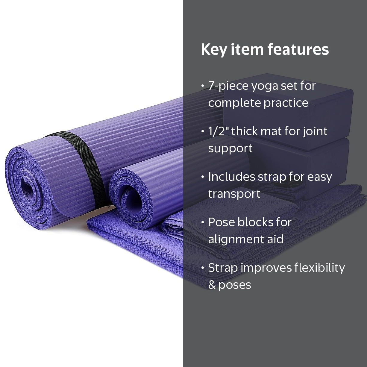 BalanceFrom, Yoga Set, 7-Piece, Purple 1/2