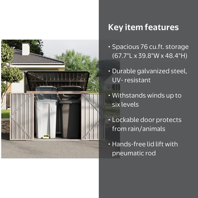 Ataucjin 2 Trash Cans Metal Outdoor Storage, 3x6 FT Garbage Bin