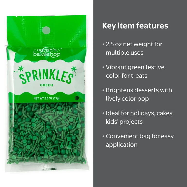 Sarah's Bakeshop Sprinkle Bag Green 2.5oz - Walmart.com