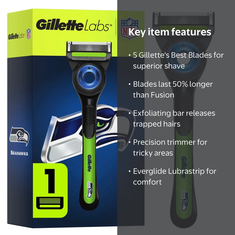 Gillette Labs Official Seahawks Licensed Razor for Men, Perfect