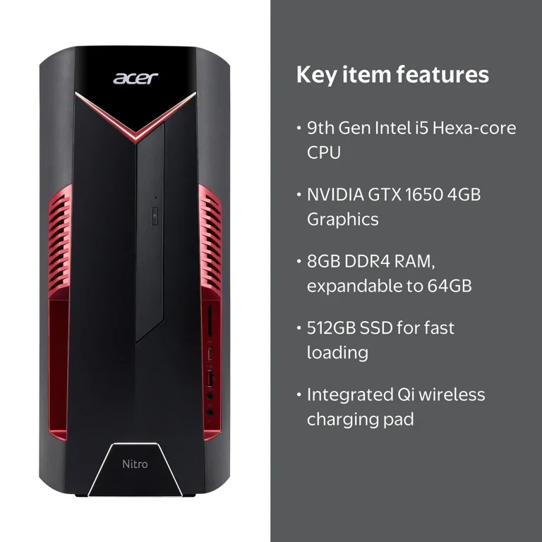 Acer Nitro N50-600 Gaming Desktop Computer - Core i5-9400F - 8GB