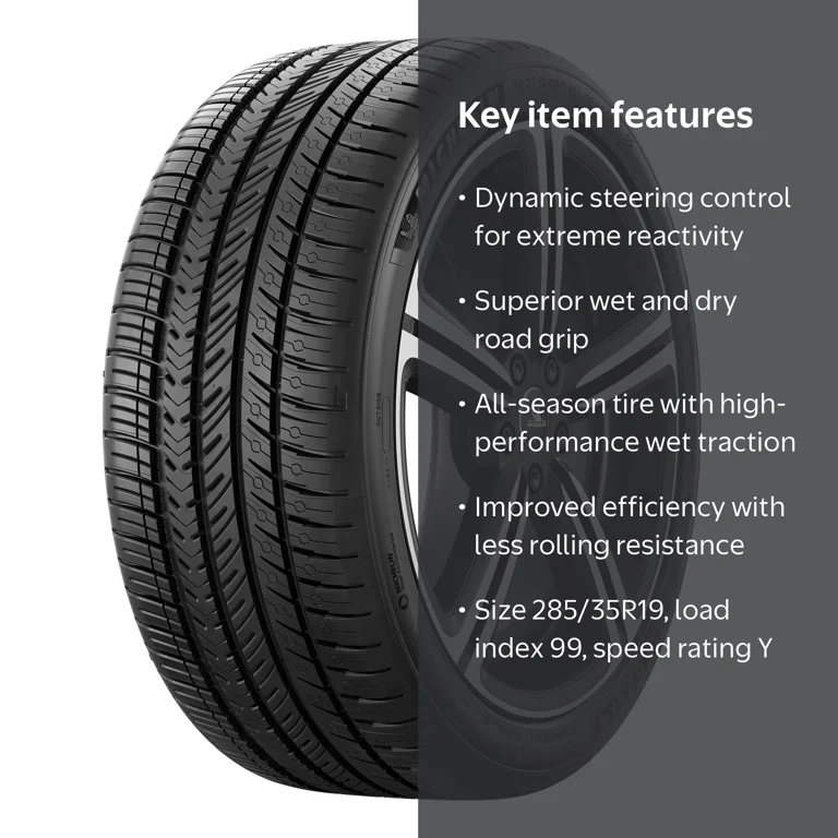 Michelin Pilot Sport A/S 4 Tire, 285/35R19 99(Y), Wet Traction