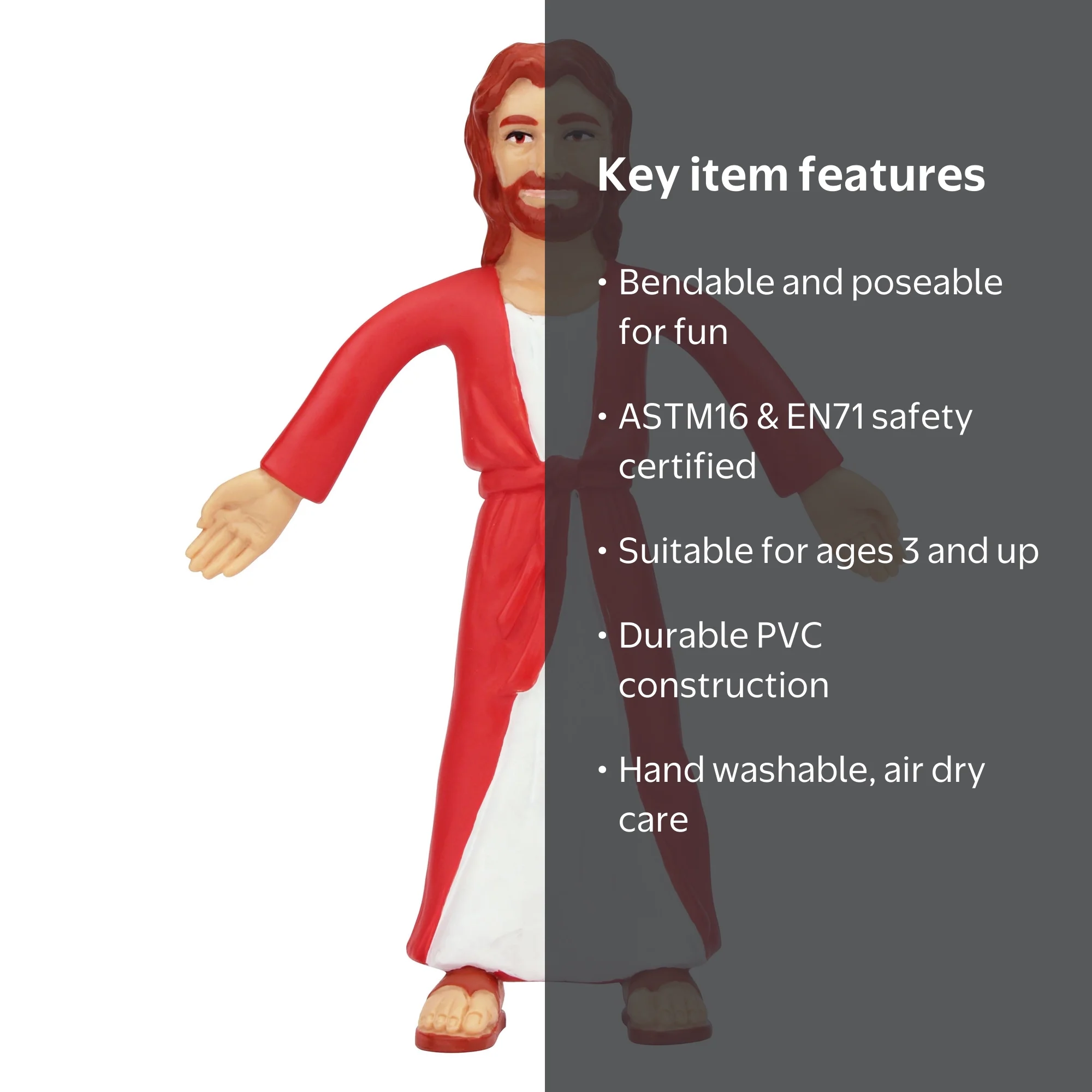 NJ Croce, Jesus of Nazareth Bendable Figure, Poseable Toy for Ages
