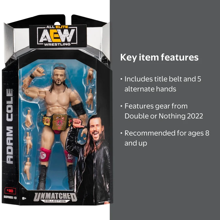 スポーツ AEW Unmatched Collection Adam Cole #75 AEW Unmatched Adam Cole - 6 inch Figure with Title Belt and Five