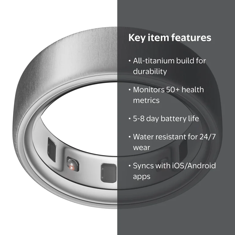 Oura Ring 4, Brushed Silver, Size 9, Smart Wearable, Sleep