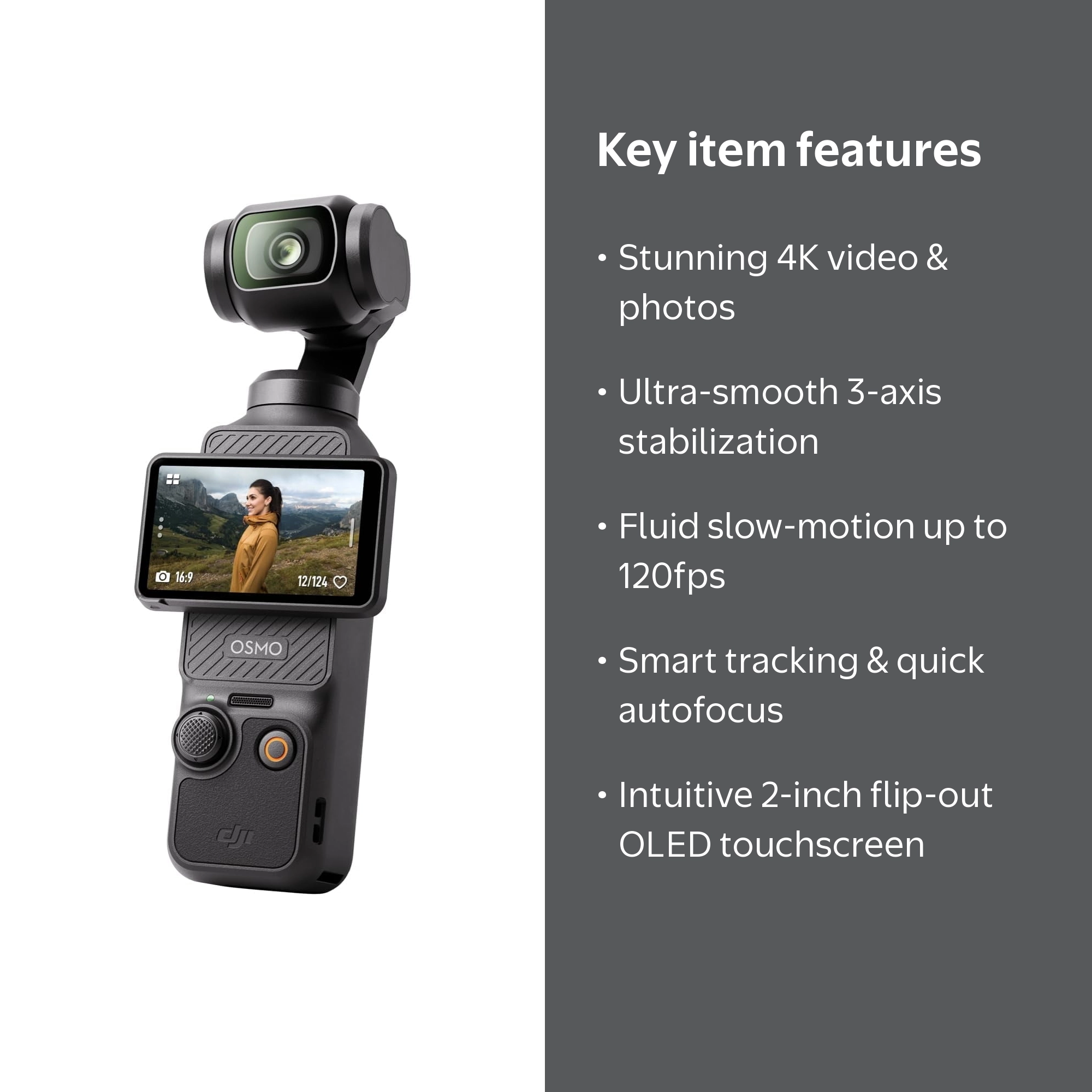 DJI Osmo Pocket 3 4K 9.4MP CMOS Camera Black 4x Zoom Vlogging