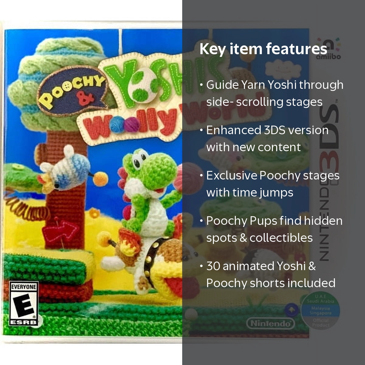 Nintendo 3DS Game - Poochy & Yoshi's Woolly World, Crafty Puzzle