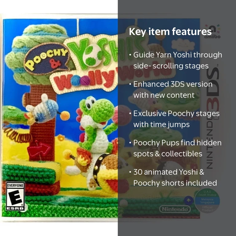 Nintendo 3DS Game - Poochy & Yoshi's Woolly World, Crafty Puzzle