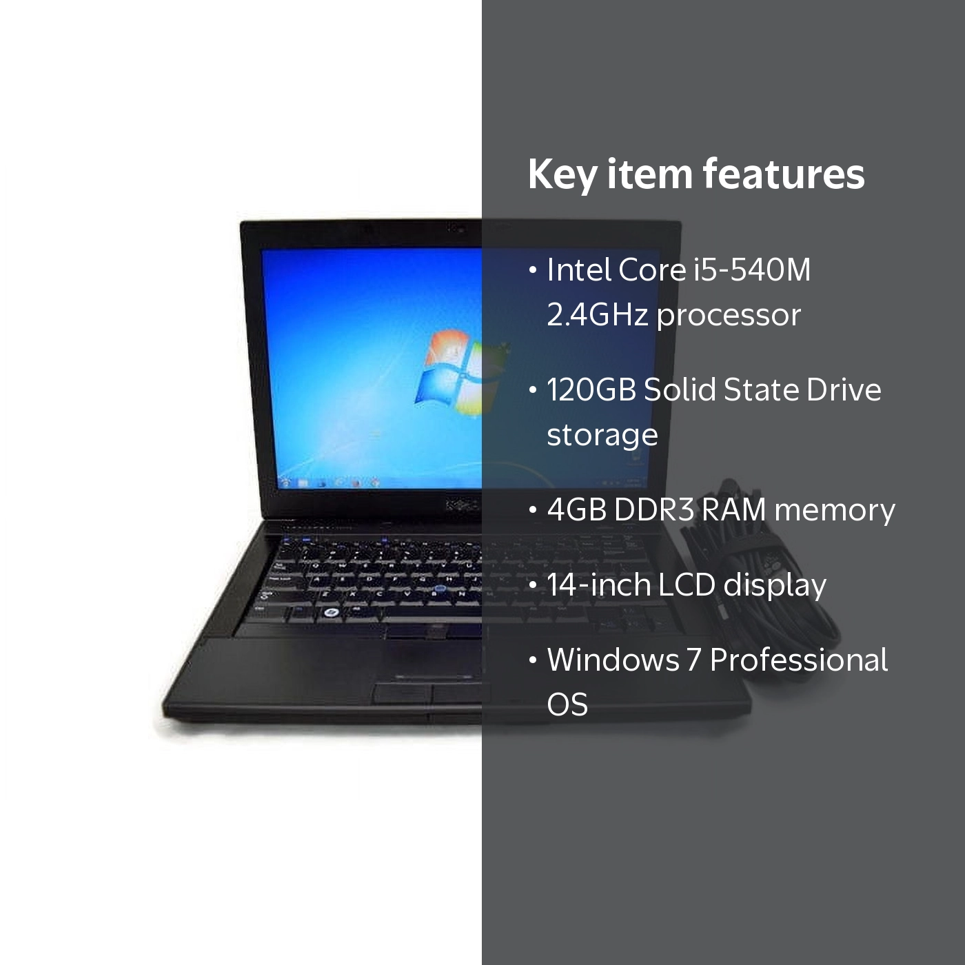 Dell Latitude E6410, Intel i5 2.4GHz, 4GB RAM, 120GB SSD, Win 7