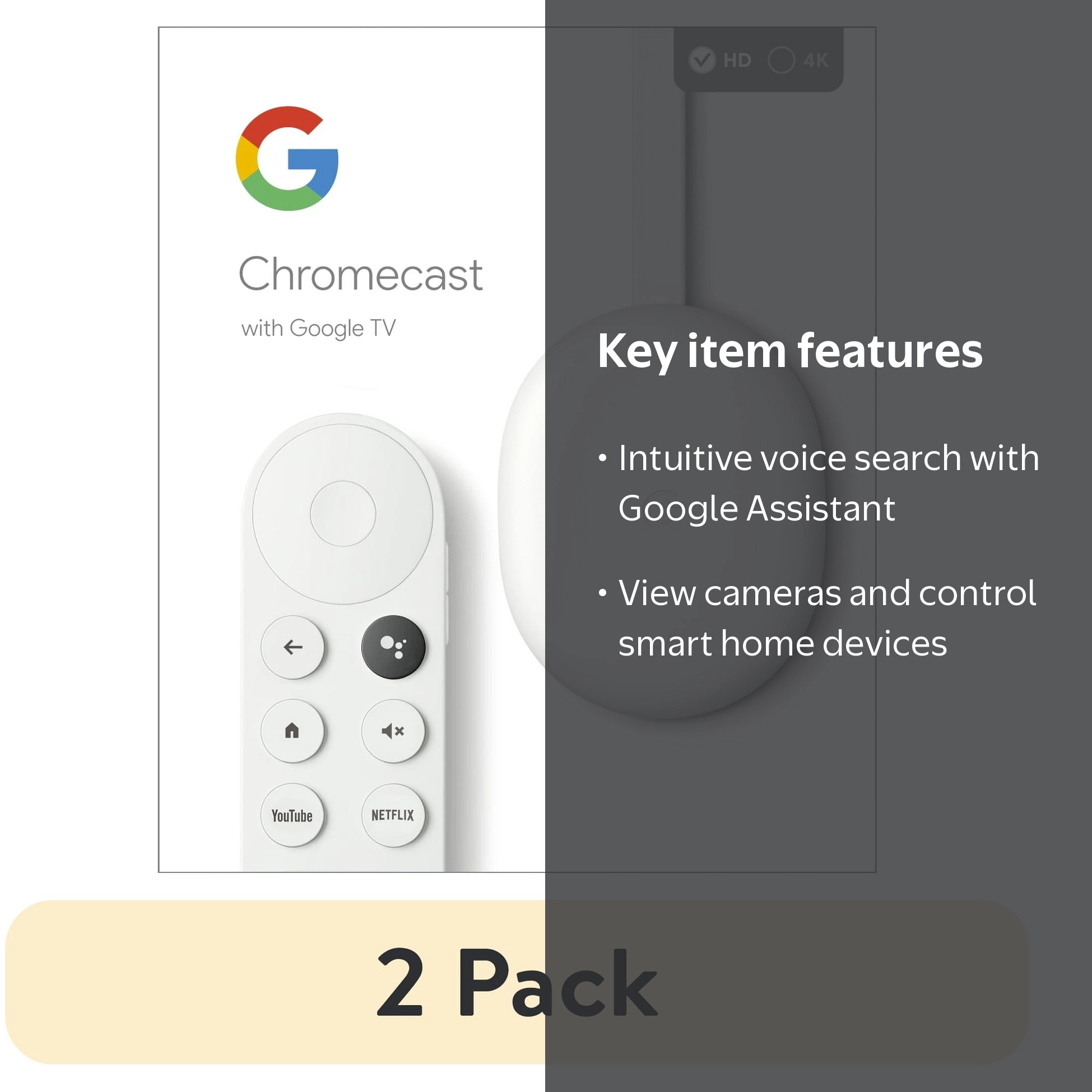 2 pack) Chromecast with Google TV (HD) - Streaming Device
